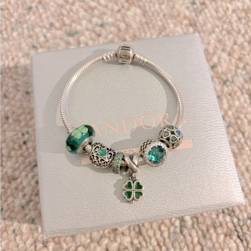 [Authentic] Pandora Clover Charm Bracelet Silver